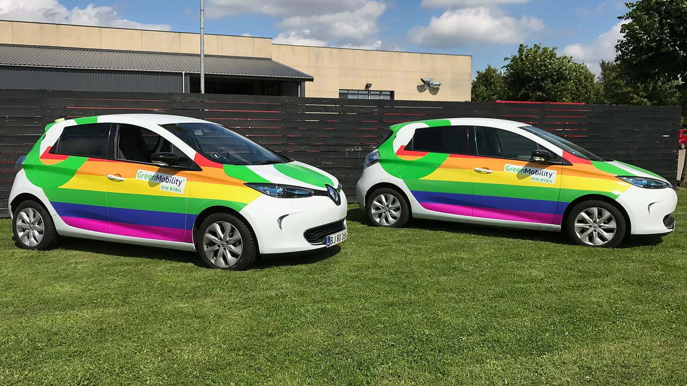 Folie paa bil vognpark GreenMobility