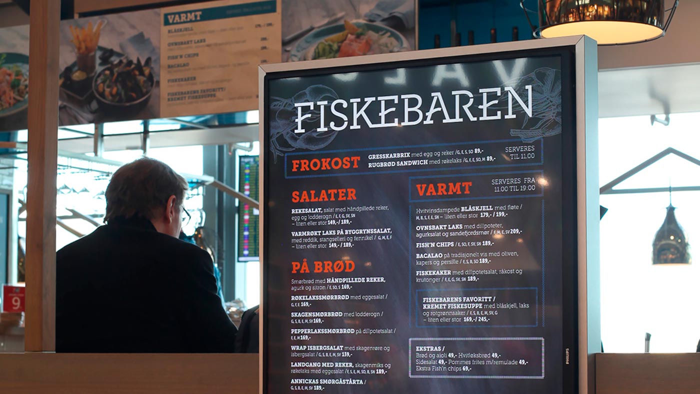 Digitale menuboards fiskebaren